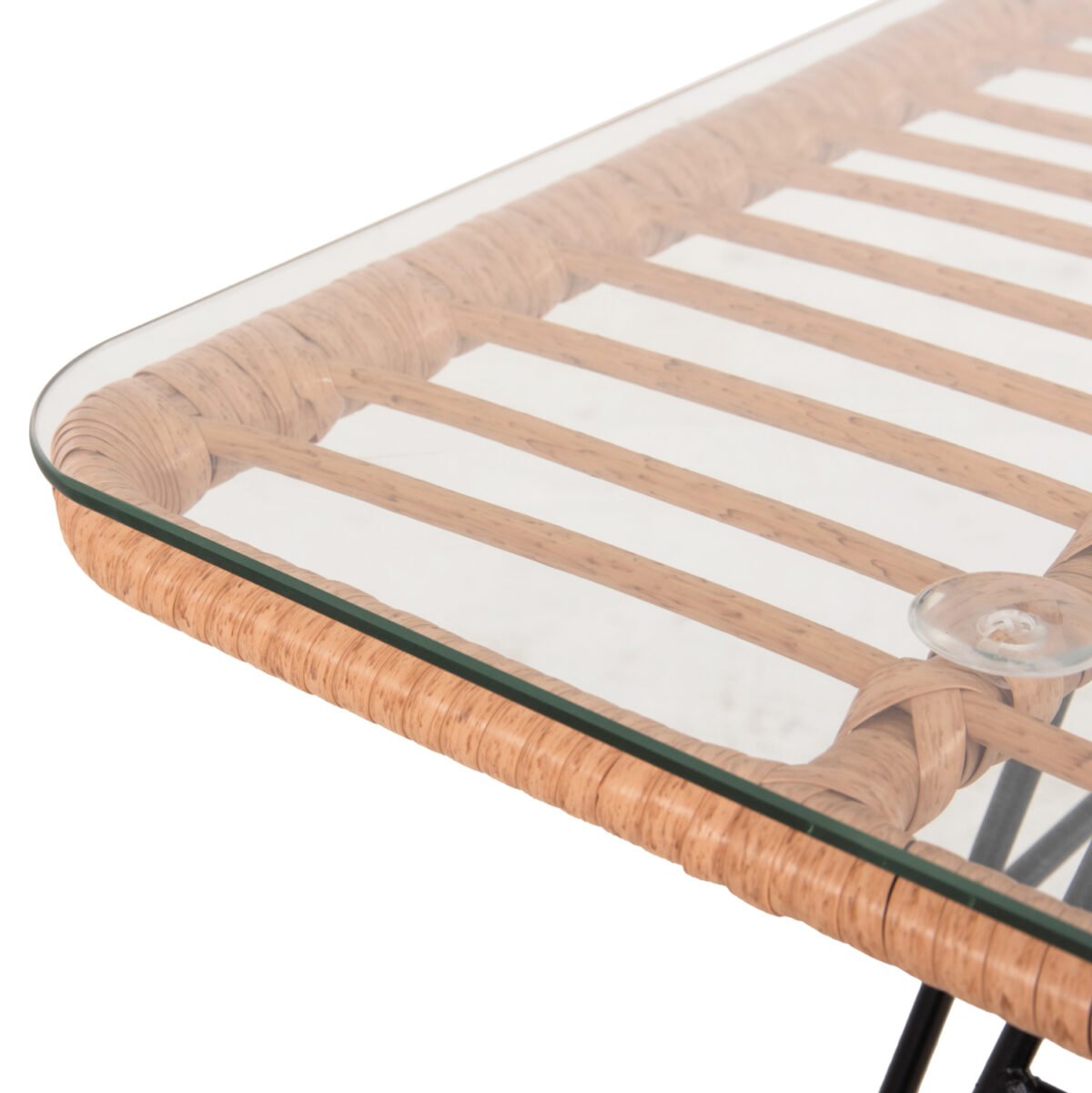 ΤΡΑΠΕΖΙ ΕΞ.ΧΩΡΟΥ ΧΑΜΗΛΟ ALLEGRA HM6076 ΜΑΥΡΟ ΜΕΤΑΛΛΟ-ΜΠΕΖ WICKER 95X55X51.5Yεκ. - Image 6