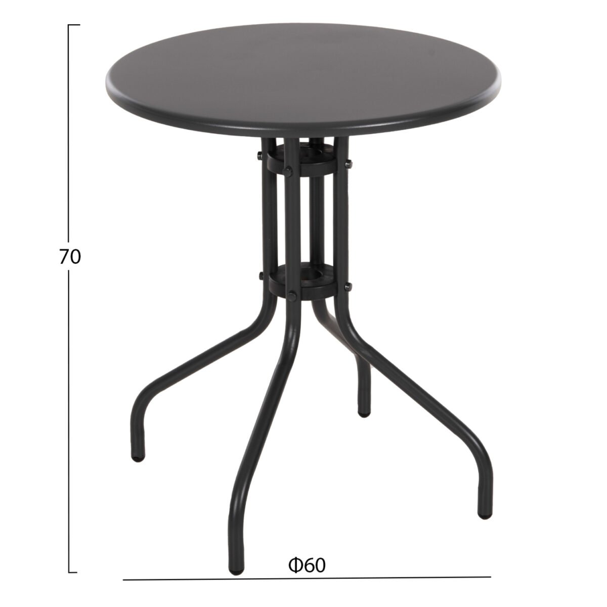 ΤΡΑΠΕΖΙ ΕΞ.ΧΩΡΟΥ ΣΤΡΟΓΓΥΛΟ LINO HM5973.01 ΜΕΤΑΛΛΙΚΟ ΓΚΡΙ Φ60x70Υεκ. - Image 2