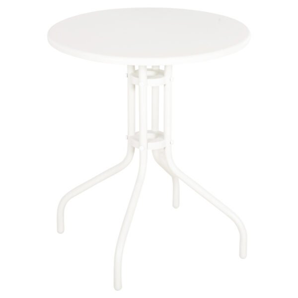 ΤΡΑΠΕΖΙ ΕΞ.ΧΩΡΟΥ ΣΤΡΟΓΓΥΛΟ LINO HM5973.02 ΜΕΤΑΛΛΙΚΟ ΛΕΥΚΟ Φ60x70Υεκ.