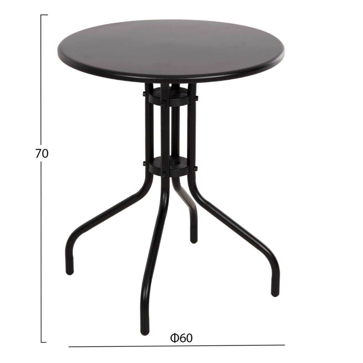 ΤΡΑΠΕΖΙ ΕΞ.ΧΩΡΟΥ ΣΤΡΟΓΓΥΛΟ LINO HM5973.03 ΜΕΤΑΛΛΙΚΟ ΜΑΥΡΟ Φ60x70Υεκ. - Image 2