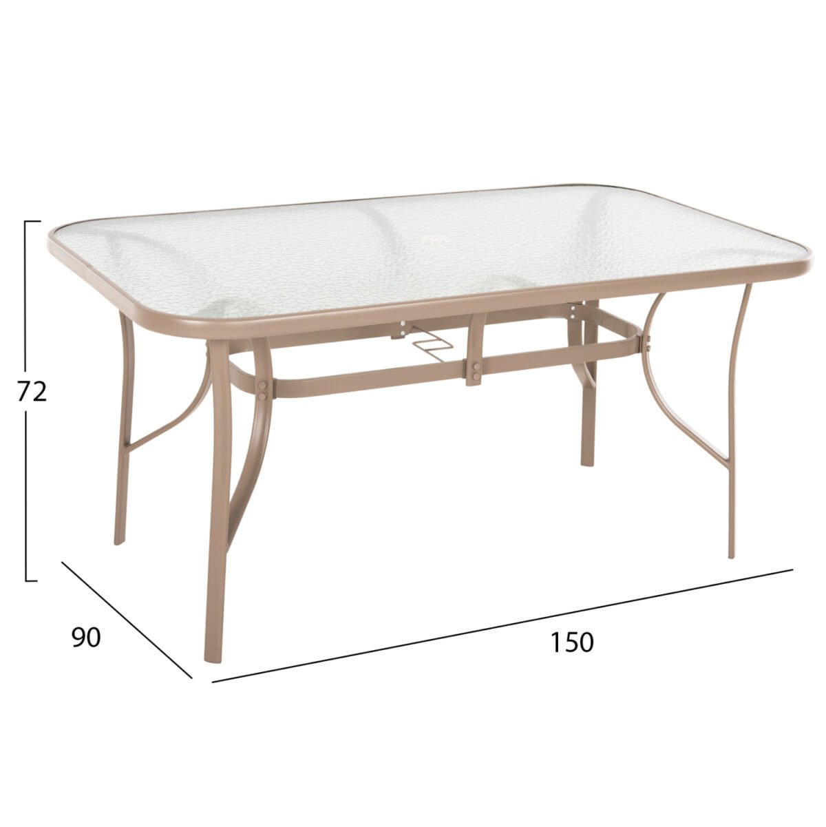 ΤΡΑΠΕΖΙ BRUNO 150X90Χ72Υεκ. ΜΕΤΑΛΛΙΚΟ ΣΑΜΠΑΝΙ ΜΕ ΤΡΥΠΑ ΟΜΠΡΕΛΑΣ Φ38mm HM5145.14 - Image 2