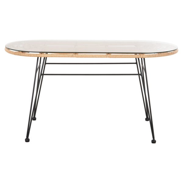 ΤΡΑΠΕΖΙ ΟΒΑΛ ΧΑΜΗΛΟ ALLEGRA HM5695.11 ΜΠΕΖ WICKER-ΜΑΥΡΟ ΜΕΤΑΛΛΟ 100x45x51,5Υεκ. - Image 3