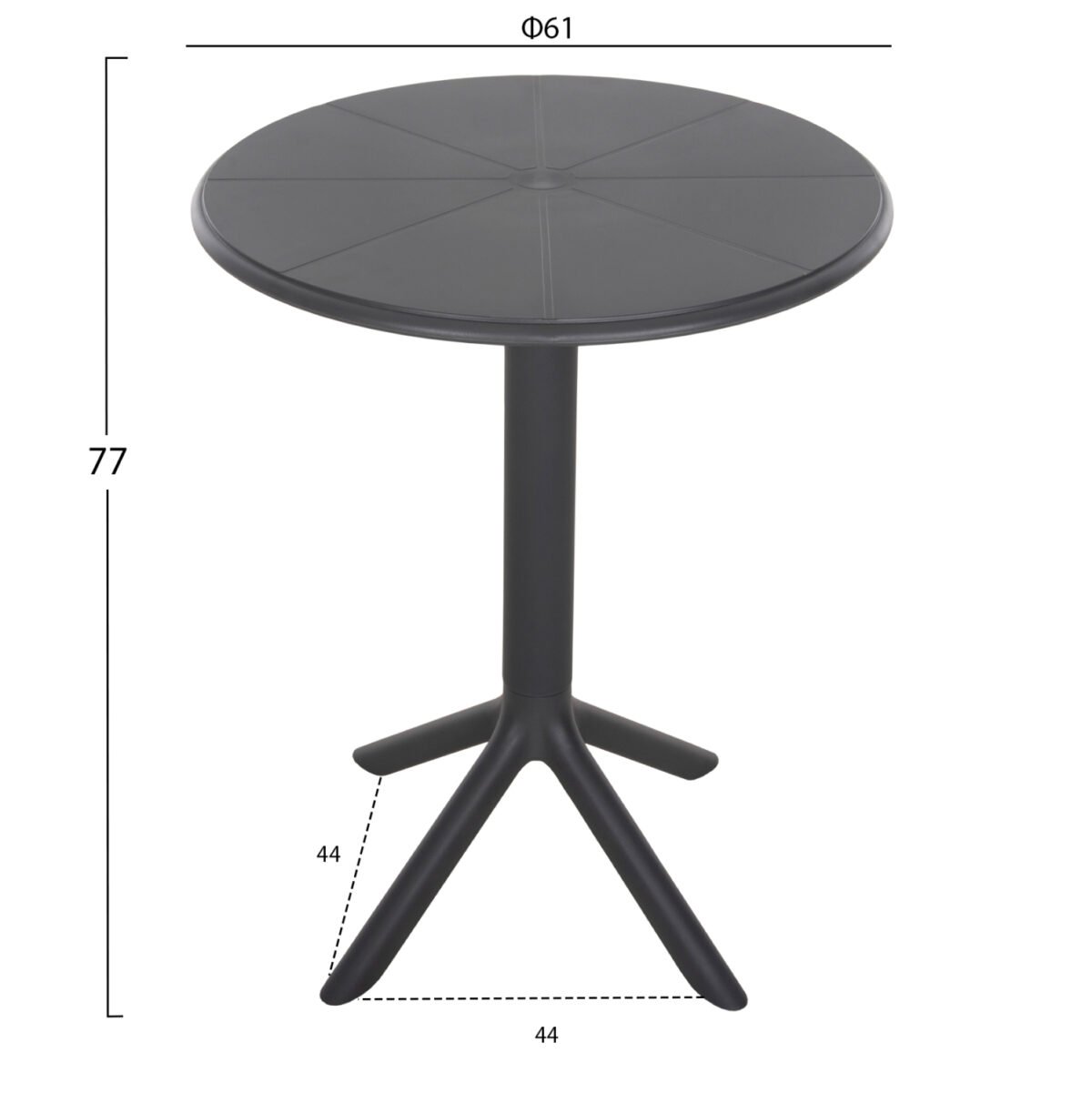 ΤΡΑΠΕΖΙ ΠΟΛΥΠΡΟΠΥΛΕΝΙΟΥ ΣΤΡΟΓΓΥΛΟ TERRIN HM6124.20 ΓΚΡΙ Φ61x77Υεκ. - Image 2