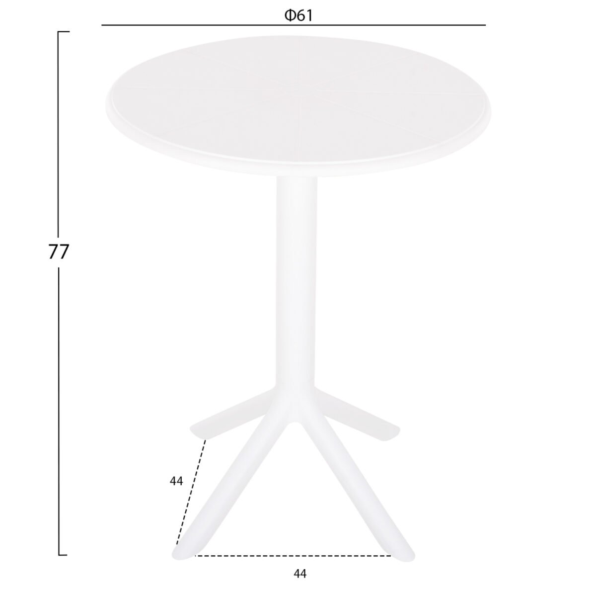 ΤΡΑΠΕΖΙ ΠΟΛΥΠΡΟΠΥΛΕΝΙΟΥ ΣΤΡΟΓΓΥΛΟ TERRIN HM6124.11 ΛΕΥΚΟ Φ61x77Υεκ. - Image 2