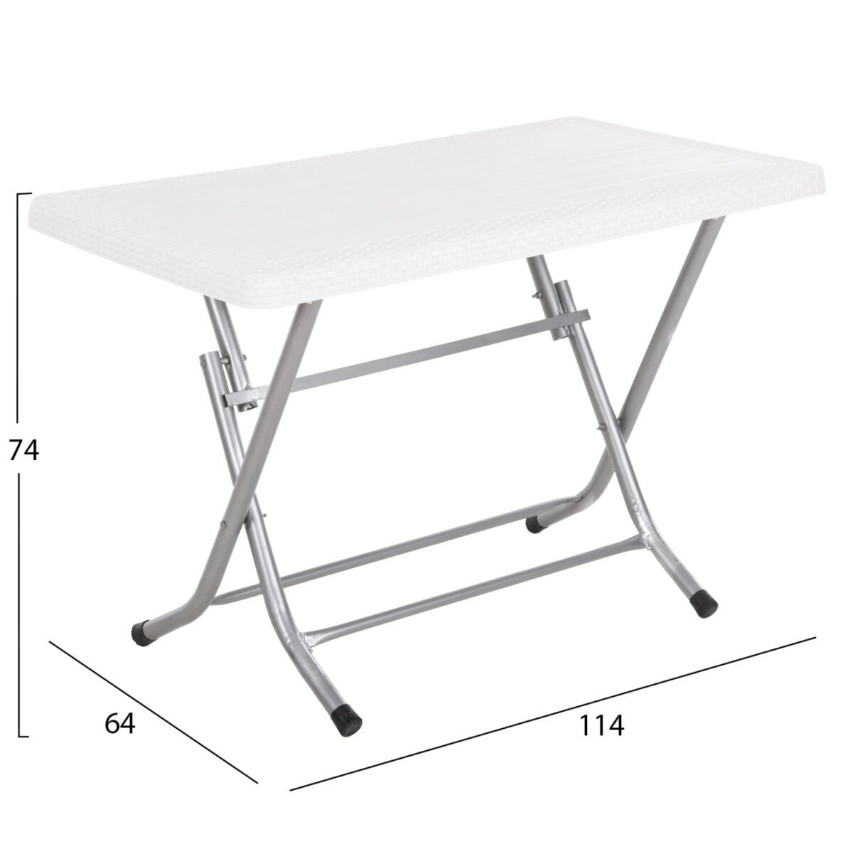 ΤΡΑΠΕΖΙ ΠΤΥΣΣΟΜΕΝΟ CONNY HM6146.03 ΛΕΥΚΟ ΠΟΛΥΠΡΟΠΥΛΕΝΙΟ ΟΨΗ RATTAN TOP-ΜΕΤΑΛΛΙΚΗ ΒΑΣΗ 114x64x74Υεκ. - Image 2