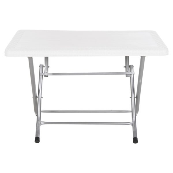 ΤΡΑΠΕΖΙ ΠΤΥΣΣΟΜΕΝΟ CONNY HM6146.03 ΛΕΥΚΟ ΠΟΛΥΠΡΟΠΥΛΕΝΙΟ ΟΨΗ RATTAN TOP-ΜΕΤΑΛΛΙΚΗ ΒΑΣΗ 114x64x74Υεκ. - Image 3