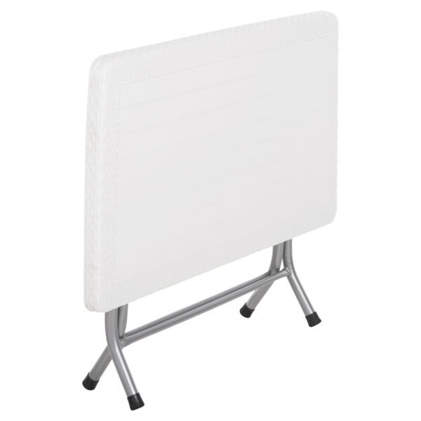 ΤΡΑΠΕΖΙ ΠΤΥΣΣΟΜΕΝΟ CONNY HM6146.03 ΛΕΥΚΟ ΠΟΛΥΠΡΟΠΥΛΕΝΙΟ ΟΨΗ RATTAN TOP-ΜΕΤΑΛΛΙΚΗ ΒΑΣΗ 114x64x74Υεκ. - Image 5