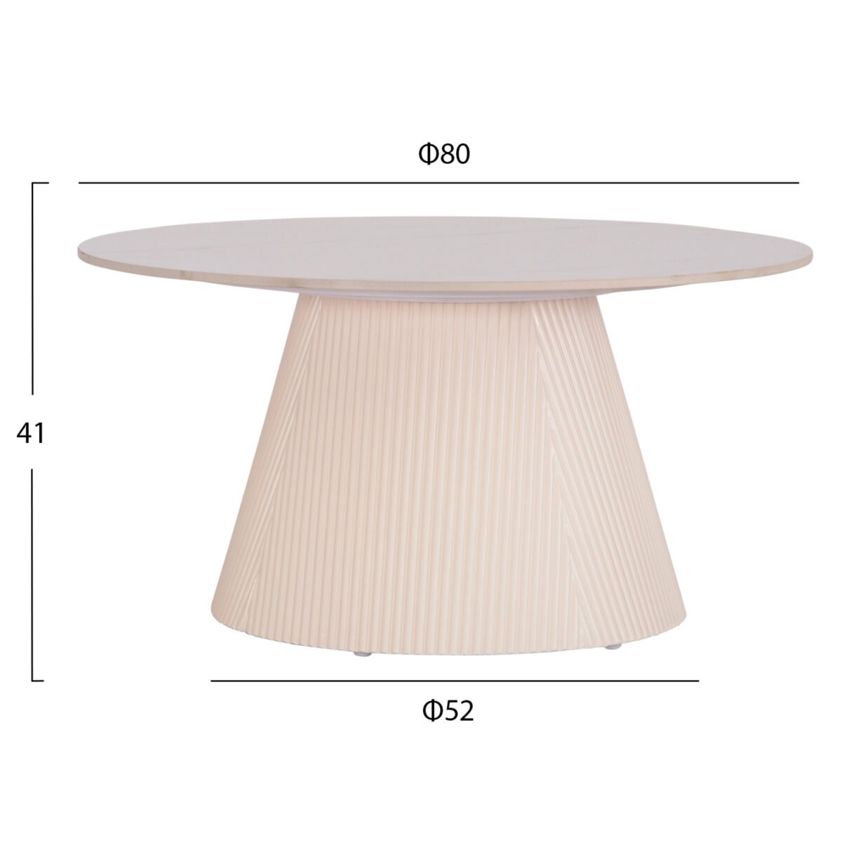 ΤΡΑΠΕΖΙ ΣΑΛΟΝΙΟΥ DUNCAN HM18022.02 ΚΕΡΑΜΙΚΟ TOP-MDF ΒΑΣΗ-ΚΡΕΜ ΛΕΥΚΟ Φ80x41Υεκ. - Image 2