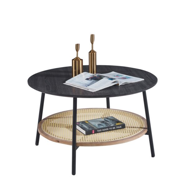 ΤΡΑΠΕΖΙ ΣΑΛΟΝΙΟΥ SEWELL HM18033 MDF ΣΕ ZEBRANO-ΜΕΤΑΛΛΙΚΑ ΠΟΔΙΑ-WICKER Φ80x46