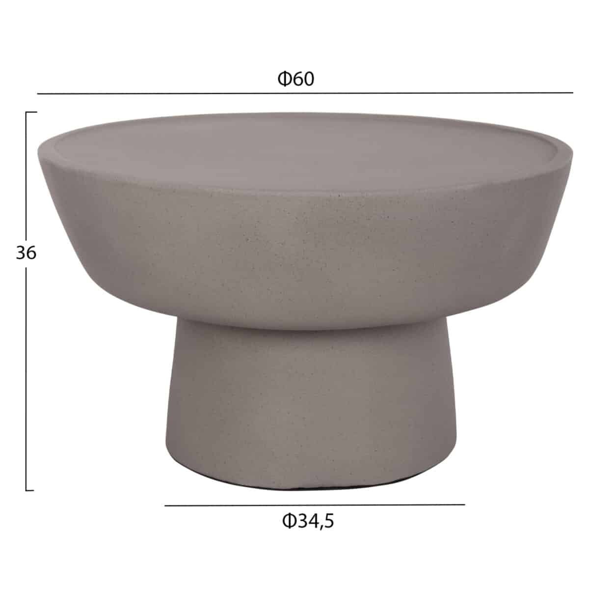 ΤΡΑΠΕΖΙ ΣΑΛΟΝΙΟΥ PIRSON HM18155.03 FIBER CEMENT ΣΕ ΓΚΡΙ--Φ60x36Υεκ. - Image 2