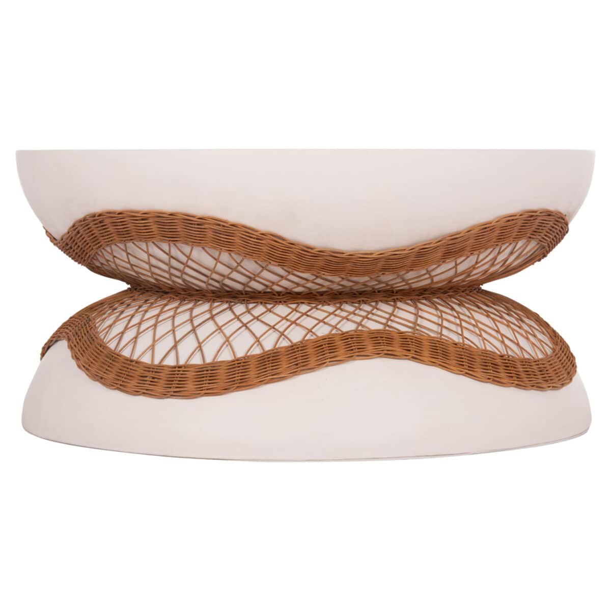 ΤΡΑΠΕΖΙ ΣΑΛΟΝΙΟΥ ANNA HM18157.02 FIBER CEMENT ΛΕΥΚΟ-ΦΥΣΙΚΟ RATTAN--Φ92x44.5Υεκ - Image 3