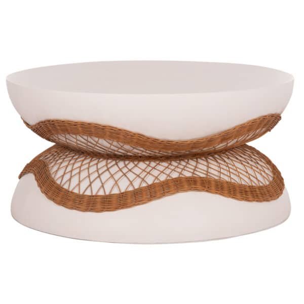 ΤΡΑΠΕΖΙ ΣΑΛΟΝΙΟΥ ANNA HM18157.02 FIBER CEMENT ΛΕΥΚΟ-ΦΥΣΙΚΟ RATTAN--Φ92x44.5Υεκ - Image 4