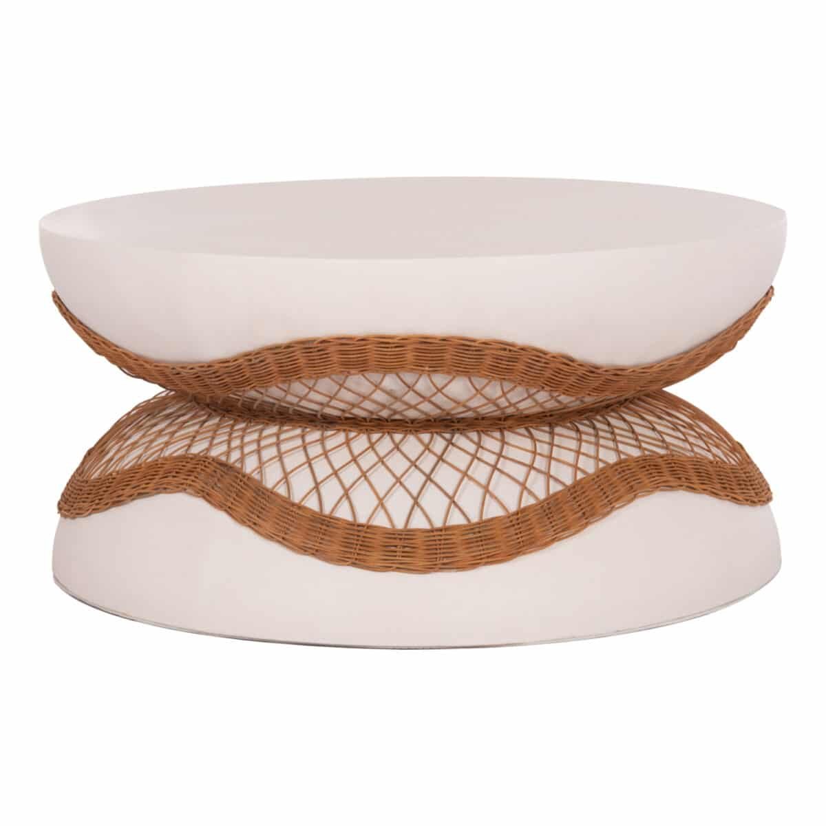 ΤΡΑΠΕΖΙ ΣΑΛΟΝΙΟΥ ANNA HM18157.02 FIBER CEMENT ΛΕΥΚΟ-ΦΥΣΙΚΟ RATTAN--Φ92x44.5Υεκ - Image 5