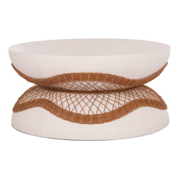 ΤΡΑΠΕΖΙ ΣΑΛΟΝΙΟΥ ANNA HM18157.02 FIBER CEMENT ΛΕΥΚΟ-ΦΥΣΙΚΟ RATTAN--Φ92x44.5Υεκ - Image 5