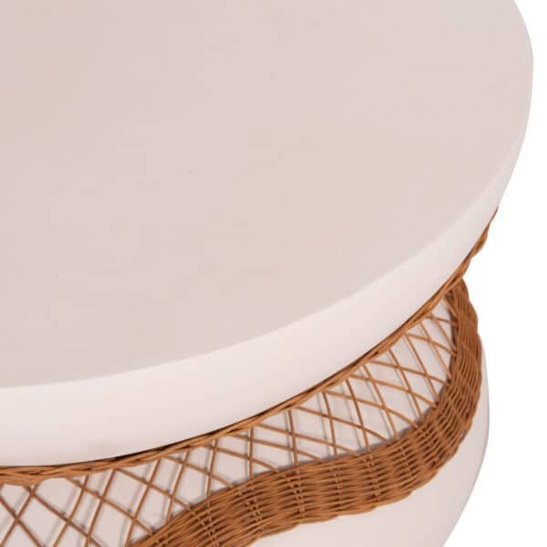 ΤΡΑΠΕΖΙ ΣΑΛΟΝΙΟΥ ANNA HM18157.02 FIBER CEMENT ΛΕΥΚΟ-ΦΥΣΙΚΟ RATTAN--Φ92x44.5Υεκ - Image 6