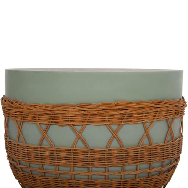 ΤΡΑΠΕΖΙ ΣΑΛΟΝΙΟΥ VILHENA HM18165 FIBER CEMENT ΠΡΑΣΙΝΟ-RATTAN ΦΥΣΙΚΟ Φ56x47Υεκ. - Image 4