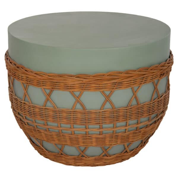 ΤΡΑΠΕΖΙ ΣΑΛΟΝΙΟΥ VILHENA HM18165 FIBER CEMENT ΠΡΑΣΙΝΟ-RATTAN ΦΥΣΙΚΟ Φ56x47Υεκ.