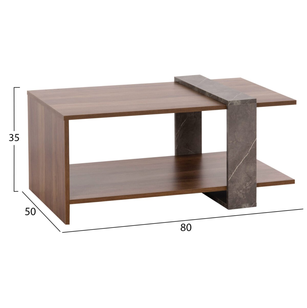 ΤΡΑΠΕΖΙ ΣΑΛΟΝΙΟΥ WILMA HM8950.13 ΜΕΛΑΜΙΝΗ ΣΕ ΦΥΣΙΚΟ-ΓΚΡΙ ΠΕΤΡΑ 80Χ50Χ35Υ εκ. - Image 2