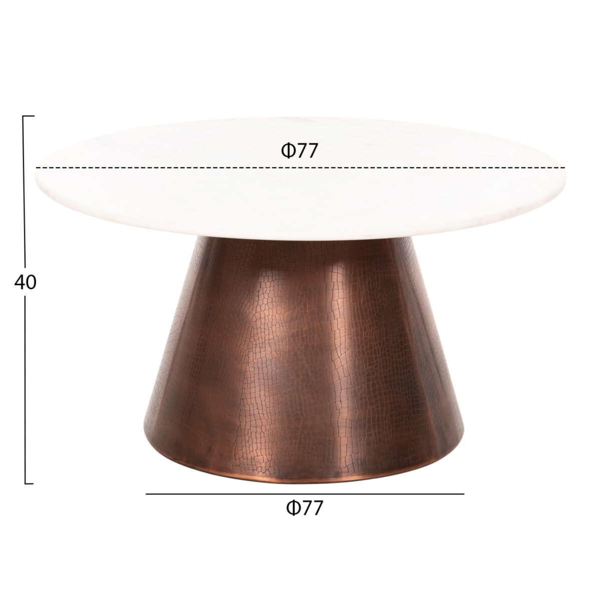 ΤΡΑΠΕΖΙ ΣΑΛΟΝΙΟΥ FODEN HM9721 ΛΕΥΚΟ ΜΑΡΜΑΡΟ TOP ΚΑΙ ΜΕΤΑΛΛΟ Φ77x40Υεκ. - Image 2