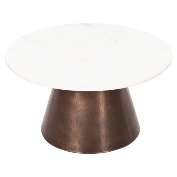 ΤΡΑΠΕΖΙ ΣΑΛΟΝΙΟΥ FODEN HM9721 ΛΕΥΚΟ ΜΑΡΜΑΡΟ TOP ΚΑΙ ΜΕΤΑΛΛΟ Φ77x40Υεκ. - Image 3