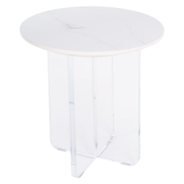 ΤΡΑΠΕΖΙ ΣΑΛΟΝΙΟΥ ACRYLON HM9779.01 HPL ΛΕΥΚΟ ΜΑΡΜΑΡΟ-ΑΚΡΥΛΙΚΟ ΠΟΔΙ Φ40x41Υεκ. - Image 3