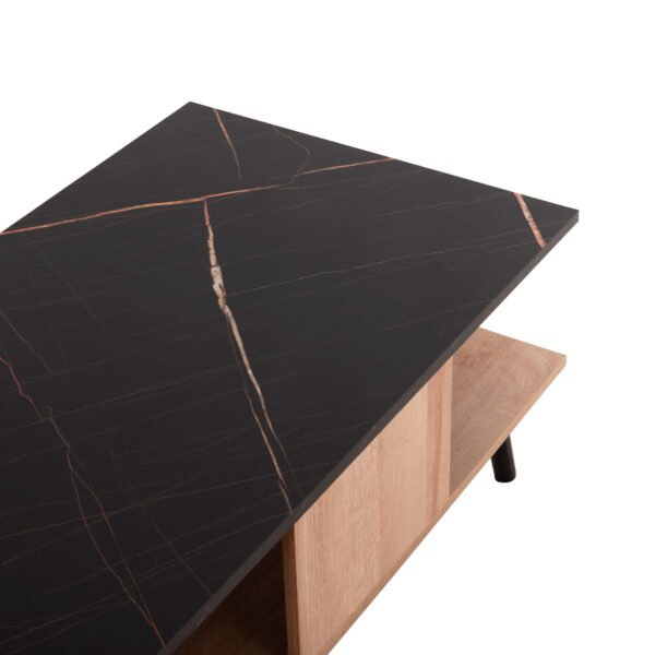 ΤΡΑΠΕΖΙ ΣΑΛΟΝΙΟΥ ΜΕ ΡΑΦΙ GUNNEZ HM9036.22 ΟΨΗ ΜΑΥΡΟ ΜΑΡΜΑΡΟ & ΟAK 90x54x38,5Υεκ. - Image 5