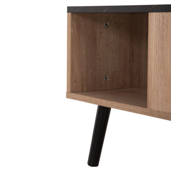 ΤΡΑΠΕΖΙ ΣΑΛΟΝΙΟΥ ΜΕ ΡΑΦΙ GUNNEZ HM9036.22 ΟΨΗ ΜΑΥΡΟ ΜΑΡΜΑΡΟ & ΟAK 90x54x38,5Υεκ. - Image 7