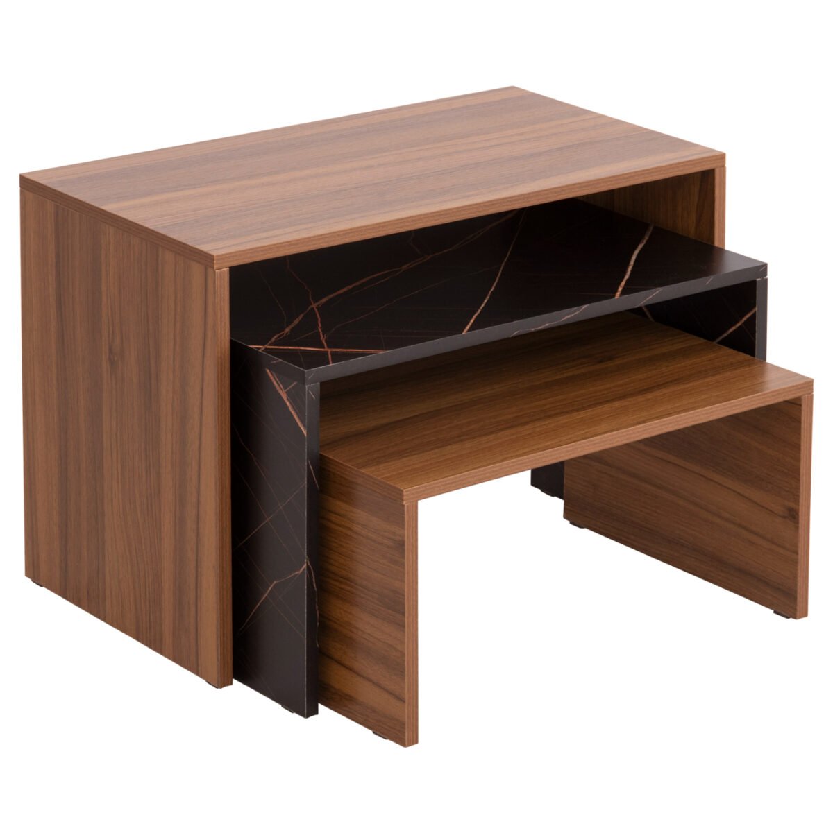 ΤΡΑΠΕΖΙ ΣΑΛΟΝΙΟΥ ΣΕΤ 3ΤΜΧ BENTIL HM9444.12 ΜΕΛΑΜΙΝΗ ΚΑΡΥΔΙ-ΜΑΥΡΟ ΜΑΡΜΑΡΟ 65x35x45Υεκ - Image 5