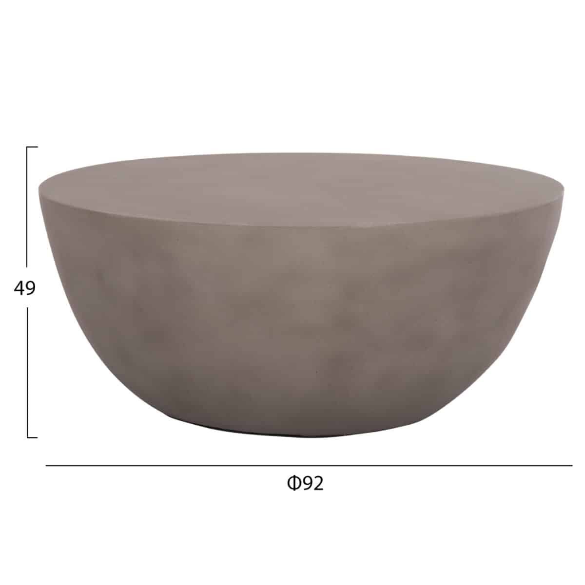 ΤΡΑΠΕΖΙ ΣΑΛΟΝΙΟΥ ΣΤΡΟΓΓΥΛΟ ALLAN HM18162.03 FIBER CEMENT ΣΕ ΓΚΡΙ--Φ92x49Υεκ. - Image 2