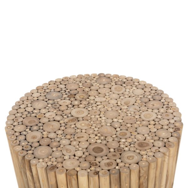 ΤΡΑΠΕΖΙ ΣΑΛΟΝΙΟΥ ΣΤΡΟΓΓΥΛΟ COOTER HM9863 ΚΛΑΔΙΑ TEAK-ΦΥΣΙΚΟ Φ80x50Υεκ. - Image 5