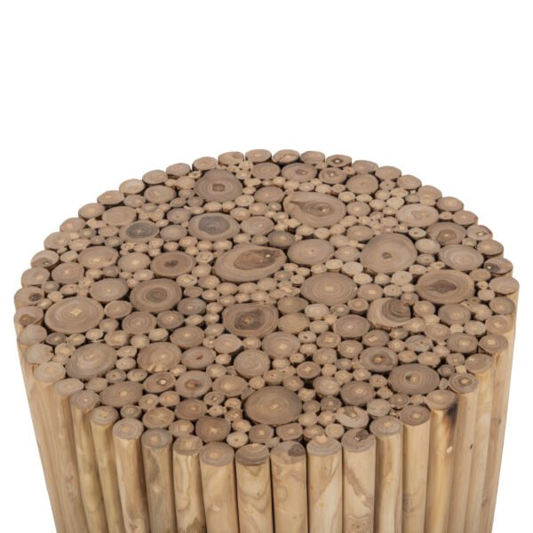 ΤΡΑΠΕΖΙ ΣΑΛΟΝΙΟΥ ΣΤΡΟΓΓΥΛΟ COOTER HM9864 ΚΛΑΔΙΑ TEAK-ΦΥΣΙΚΟ Φ60,5x46Υεκ. - Image 5