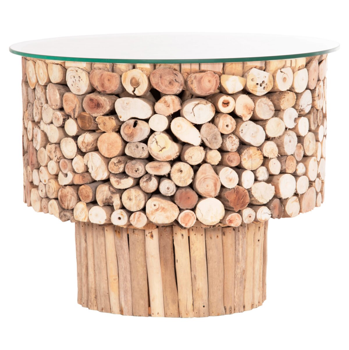 ΤΡΑΠΕΖΙ ΣΑΛΟΝΙΟΥ ΣΤΡΟΓΓΥΛΟ SPARROW HM9963 DRIFTWOOD--ΓΥΑΛΙ Φ65x51,5Υεκ. - Image 3