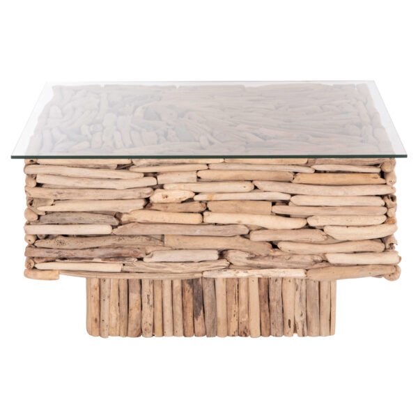 ΤΡΑΠΕΖΙ ΣΑΛΟΝΙΟΥ ΤΕΤΡΑΓΩΝΟ SPARROW HM9960 DRIFTWOOD--ΓΥΑΛΙ 95x95x51,5Υεκ. - Image 3