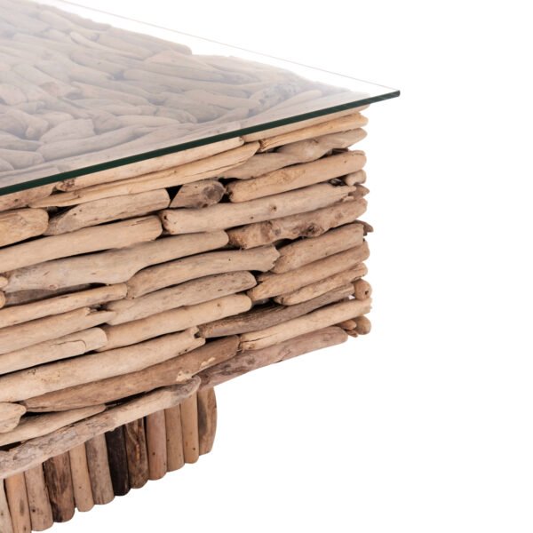 ΤΡΑΠΕΖΙ ΣΑΛΟΝΙΟΥ ΤΕΤΡΑΓΩΝΟ SPARROW HM9960 DRIFTWOOD--ΓΥΑΛΙ 95x95x51,5Υεκ. - Image 5