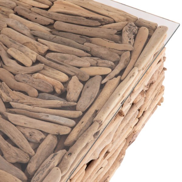 ΤΡΑΠΕΖΙ ΣΑΛΟΝΙΟΥ ΤΕΤΡΑΓΩΝΟ SPARROW HM9960 DRIFTWOOD--ΓΥΑΛΙ 95x95x51,5Υεκ. - Image 6