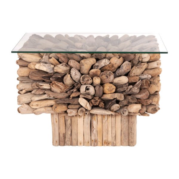 ΤΡΑΠΕΖΙ ΣΑΛΟΝΙΟΥ ΤΕΤΡΑΓΩΝΟ SPARROW HM9961 DRIFTWOOD--ΓΥΑΛΙ 75x75x51Υεκ. - Image 3