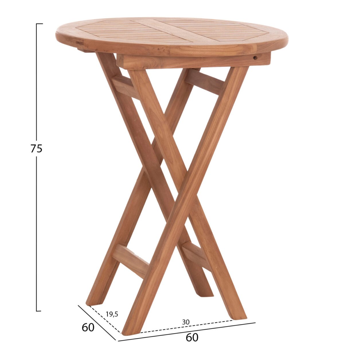 ΤΡΑΠΕΖΙ ΣΚΗΝΟΘΕΤΗ ΣΤΡΟΓΓΥΛΟ ERIS HM18119 ΞΥΛΟ TEAK--ΦΥΣΙΚΟ Φ60x75Υεκ. - Image 2