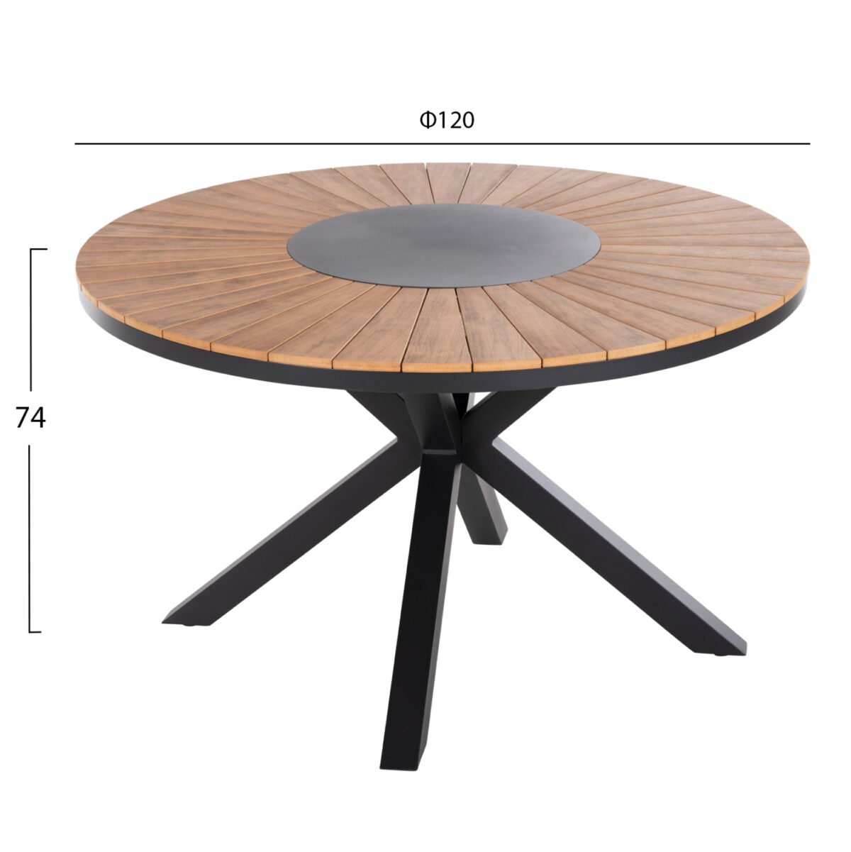 ΤΡΑΠΕΖΙ ΣΤΡΟΓΓΥΛΟ ΕΞ.ΧΩΡΟΥ MORIL HM6041.01 ΑΛΟΥΜΙΝΙΟ ΑΝΘΡΑΚΙ-POLYWOOD ΦΥΣΙΚΟ Φ120εκ. - Image 2