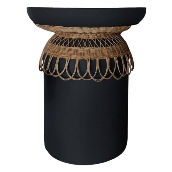 ΤΡΑΠΕΖΙ ΤΡΑΠΕΖΑΡΙΑΣ PRILEP HM18159.01 FIBER CEMENT ΜΑΥΡΟ & RATTAN--Φ60x76