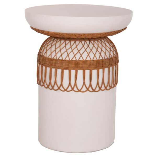 ΤΡΑΠΕΖΙ ΤΡΑΠΕΖΑΡΙΑΣ PRILEP HM18159.02 FIBER CEMENT ΛΕΥΚΟ & RATTAN--Φ60x76