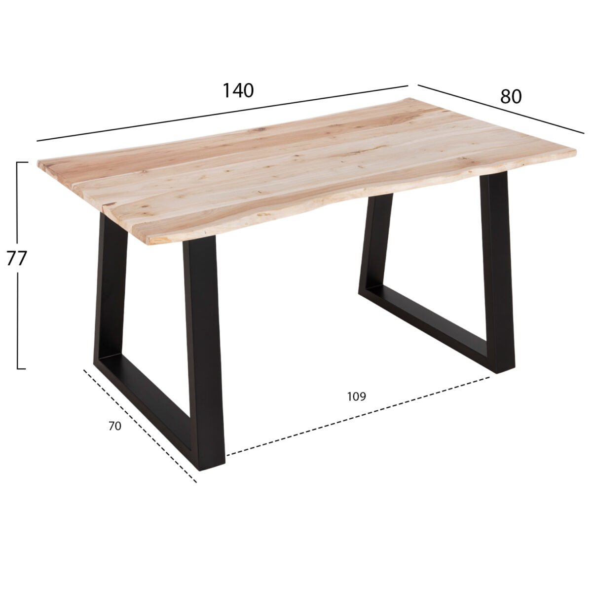 ΤΡΑΠΕΖΙ ΤΡΑΠΕΖΑΡΙΑΣ MONTANA SLIM HM8163.21 ΞΥΛΟ ΑΚΑΚΙΑΣ ΣΕ ΑΝΟΙΧΤΟ ΦΥΣΙΚΟ 140x80x77Υεκ - Image 2