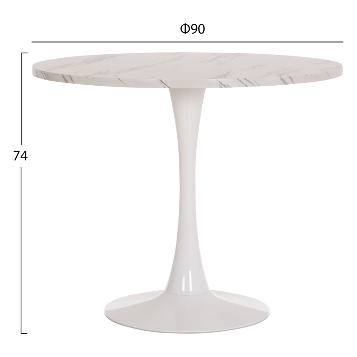 ΤΡΑΠΕΖΙ ΤΡΑΠΕΖΑΡΙΑΣ ROLLO HM9421.11 ΣΤΡΟΓΓΥΛΟ WHITE MARBLE Φ90x74Υεκ. - Image 2