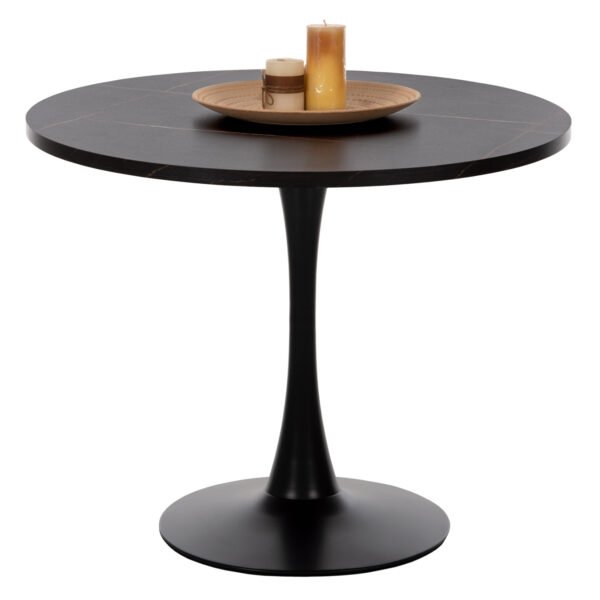 ΤΡΑΠΕΖΙ ΤΡΑΠΕΖΑΡΙΑΣ ROLLO HM9421.12 ΣΤΡΟΓΓΥΛΟ BLACK MARBLE Φ90x74Υεκ.