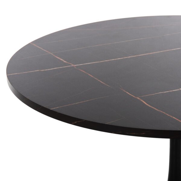 ΤΡΑΠΕΖΙ ΤΡΑΠΕΖΑΡΙΑΣ ROLLO HM9421.12 ΣΤΡΟΓΓΥΛΟ BLACK MARBLE Φ90x74Υεκ. - Image 4