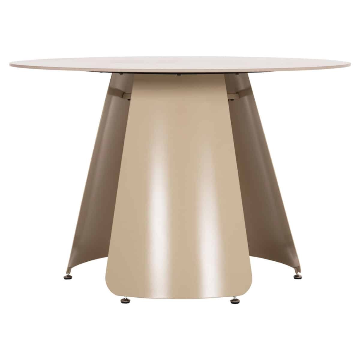 ΤΡΑΠΕΖΙ ΤΡΑΠΕΖΑΡΙΑΣ ΣΤΡΟΓΓΥΛΟ SEDAR HM18326 ΚΕΡΑΜΙΚΟ TOP--ΚΡΕΜ ΜΕΤΑΛ.ΠΟΔΙΑ Φ120x78Υ - Image 3