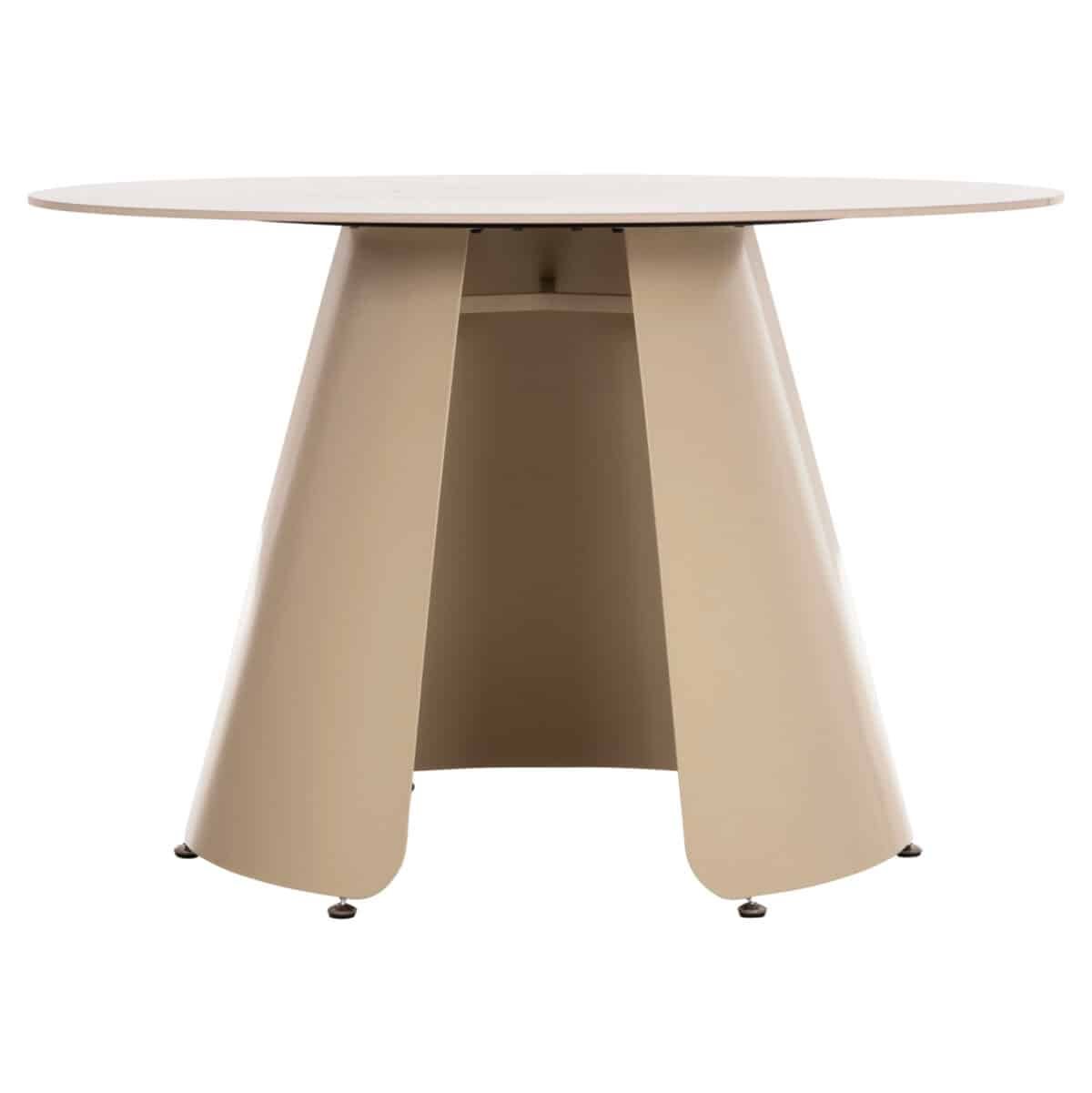 ΤΡΑΠΕΖΙ ΤΡΑΠΕΖΑΡΙΑΣ ΣΤΡΟΓΓΥΛΟ SEDAR HM18326 ΚΕΡΑΜΙΚΟ TOP--ΚΡΕΜ ΜΕΤΑΛ.ΠΟΔΙΑ Φ120x78Υ - Image 5