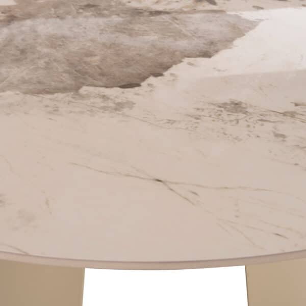 ΤΡΑΠΕΖΙ ΤΡΑΠΕΖΑΡΙΑΣ ΣΤΡΟΓΓΥΛΟ SEDAR HM18326 ΚΕΡΑΜΙΚΟ TOP--ΚΡΕΜ ΜΕΤΑΛ.ΠΟΔΙΑ Φ120x78Υ - Image 9