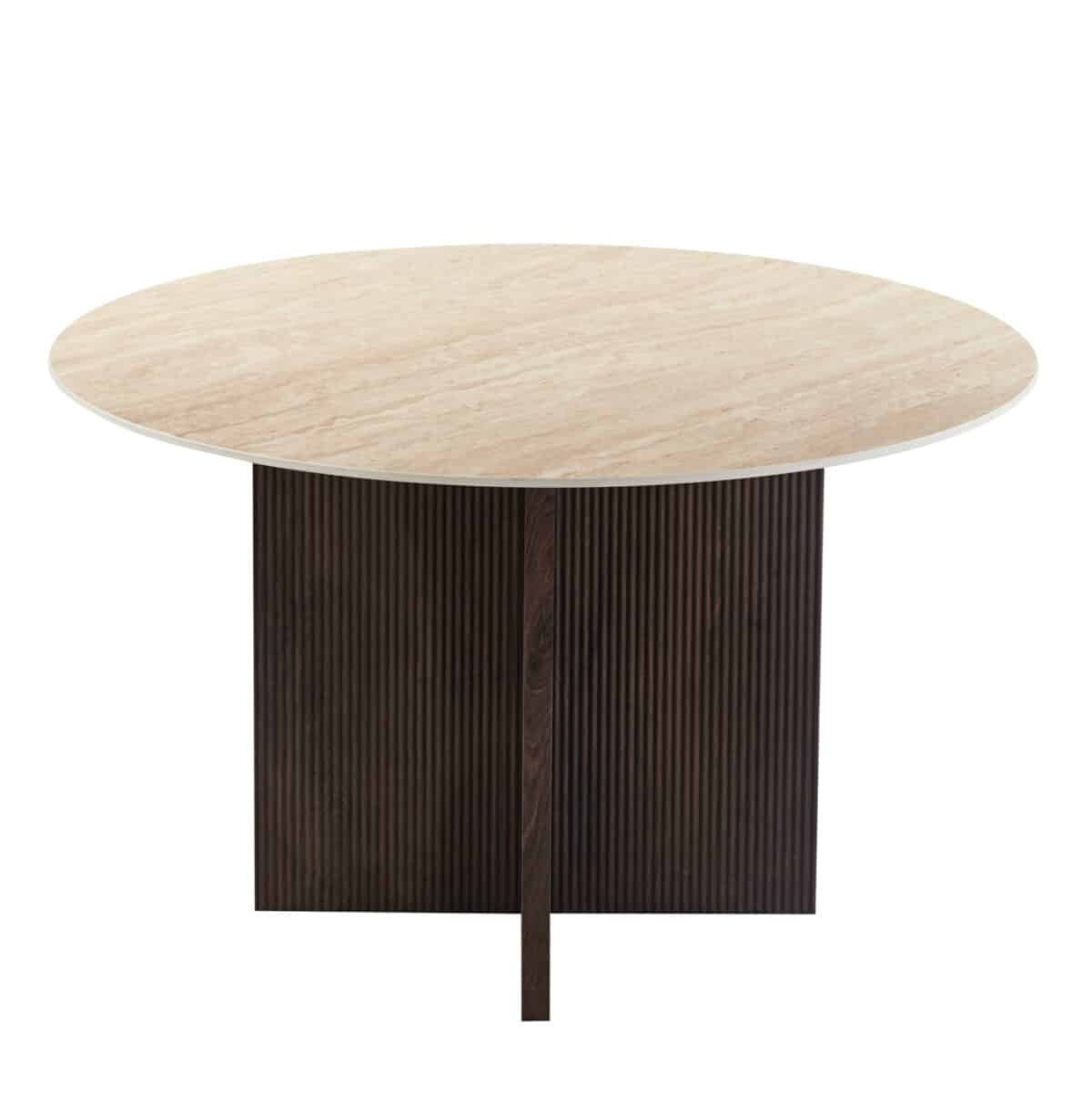 ΤΡΑΠΕΖΙ ΤΡΑΠΕΖΑΡΙΑΣ ΣΤΡΟΓΓΥΛΟ SKY HM18331 ΚΕΡΑΜΙΚΟ TOP ΟΨΗ ΤΡΑΒΕΡΤΙΝΑΣ Φ120x76Υεκ - Image 2