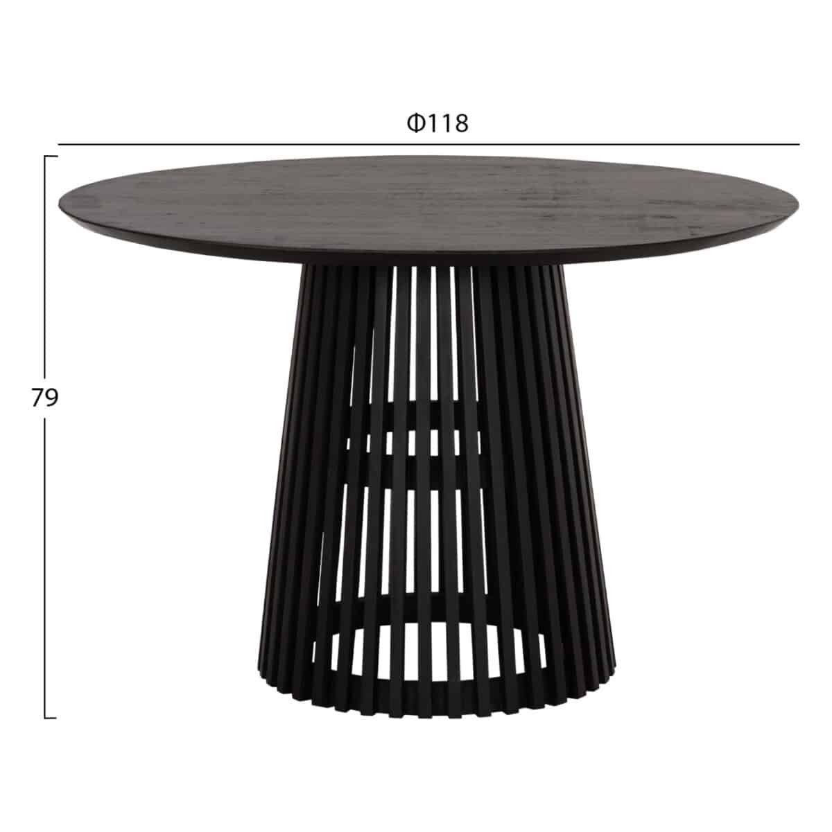 ΤΡΑΠΕΖΙ ΤΡΑΠΕΖΑΡΙΑΣ ΣΤΡΟΓΓΥΛΟ FRANTZ HM9388.02 ΜΑΣΙΦ ΞΥΛΟ MINDI BLACK Φ118x79Υεκ. - Image 2