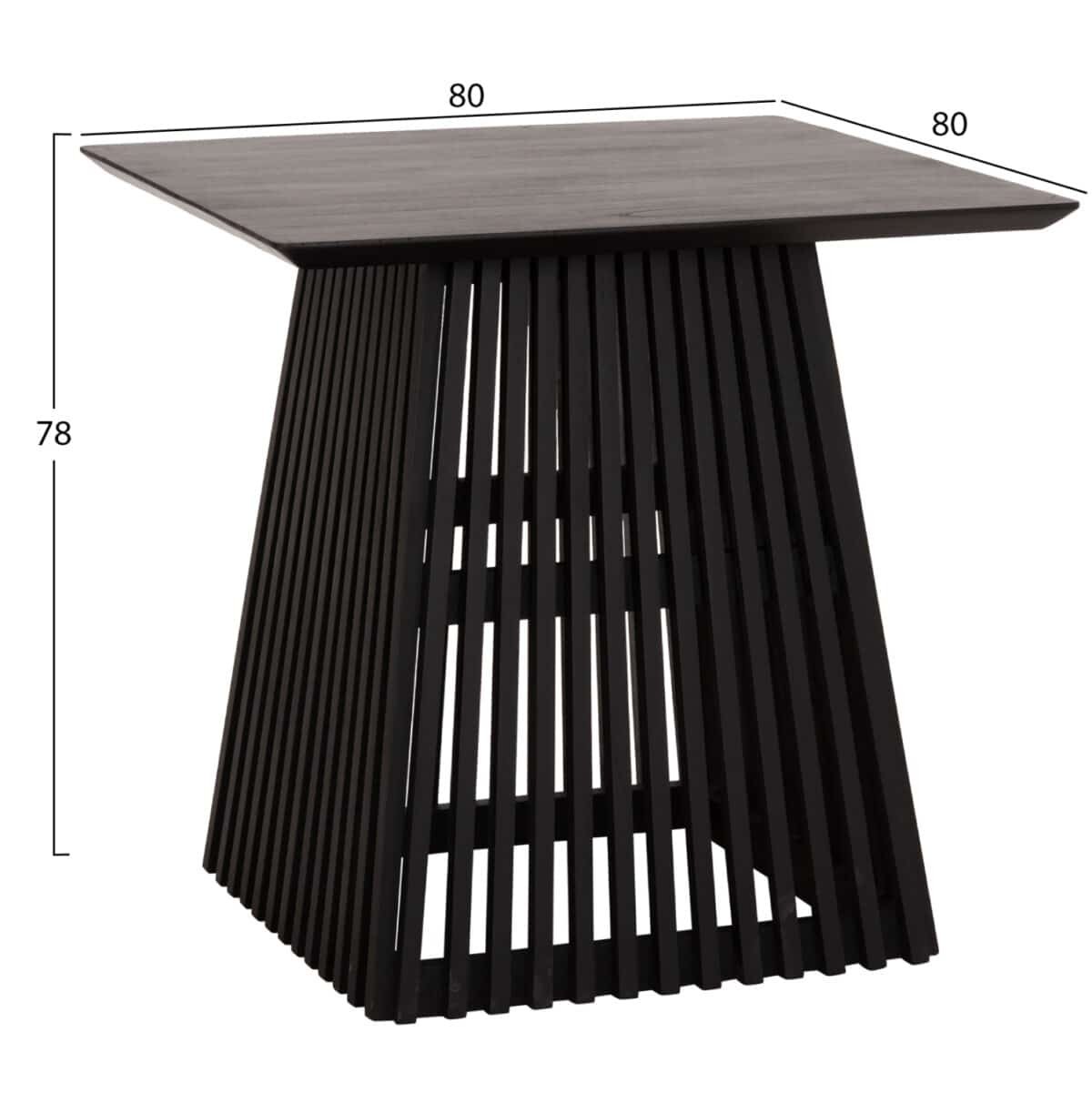 ΤΡΑΠΕΖΙ ΤΡΑΠΕΖΑΡΙΑΣ ΤΕΤΡΑΓΩΝΟ FRANTZ HM9458.02 MINDI ΞΥΛΟ ΜΑΥΡΟ 80x80x78Yεκ. - Image 2